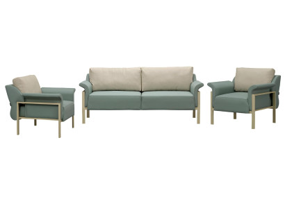 Juego de sofá de 3 piezas moderno en piel