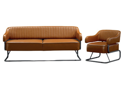 Juego de sofás 3+1 plazas diseño sillón tapizado en piel relax moderna