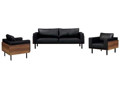 Juego de sofá de 3 piezas 3+1+1 sillón salón lujo piel moderno nuevo