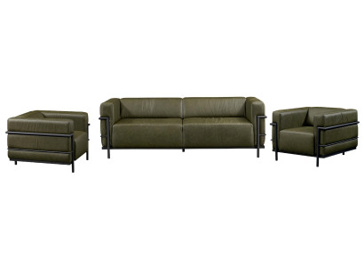 Juego de sofás para sala de estar 3+1+1 plazas de piel, sillón, set tapizado de 3 piezas nuevo