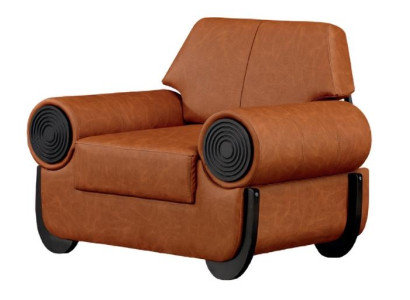 Sillón moderno acolchado naranja de lujo en madera para salón de un solo color estética elegancia