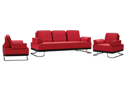 Conjunto de sofás de 3 piezas 3+1+1 en piel para salón excelencia estética