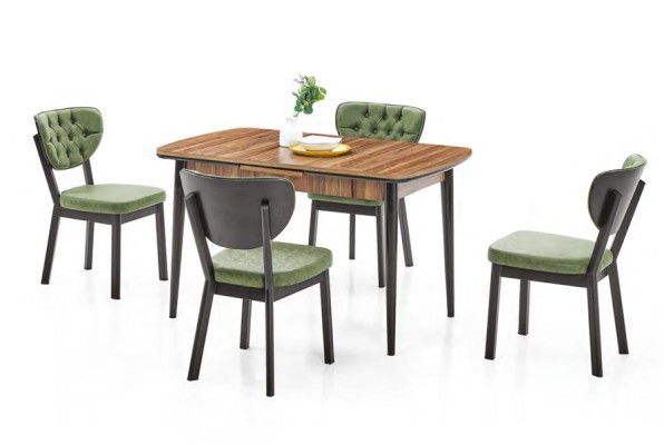 Silla de comedor Chesterfield Silla tapizada Verde Madera