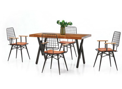 Silla de terraza silla de metal con cojín silla de comedor con brazos naranja