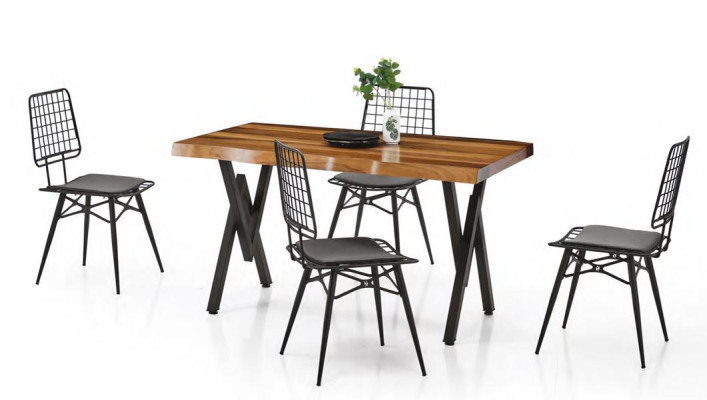 Silla de jardín Silla de terraza Silla de comedor Silla de metal con cojín Negra