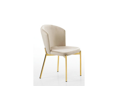 Silla de comedor silla de salón sillón beige madera acero inoxidable
