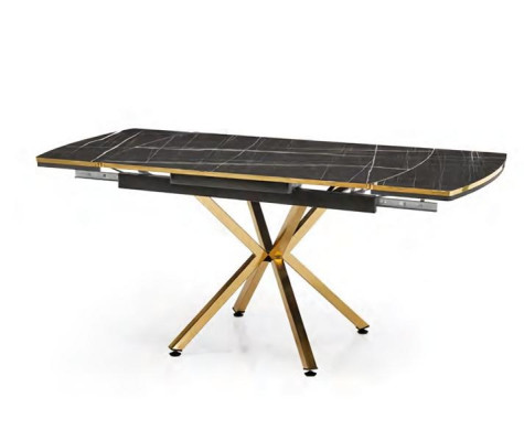 Mesa de comedor 120x80 Negro Oro Mesas de comedor Comedor Metal Mármol