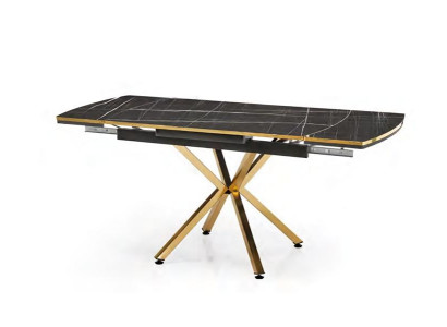 Mesa de comedor 120x80 Negro Oro Mesas de comedor Comedor Metal Mármol