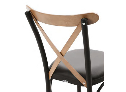 Silla de comedor silla de salón silla de madera con asiento acolchado negro
