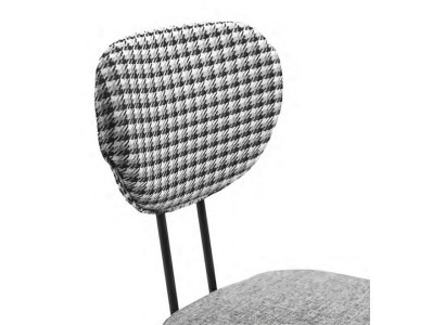 Silla de terraza Silla de comedor Silla tapizada a cuadros Top Gris Metal