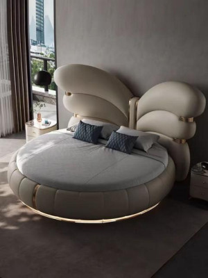 Cama de diseño de lujo beige