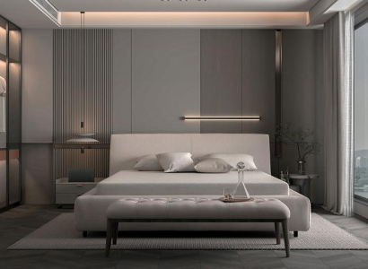 Cama tapizada elegante en beige