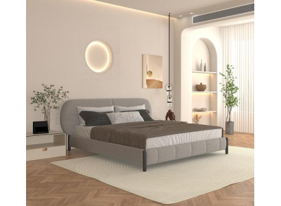 Cama elegante tapizada gris