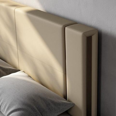Cama tapizada lujosa moderna en beige