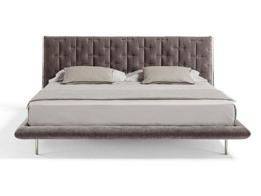 Cama de lujo moderna tapizada en gris