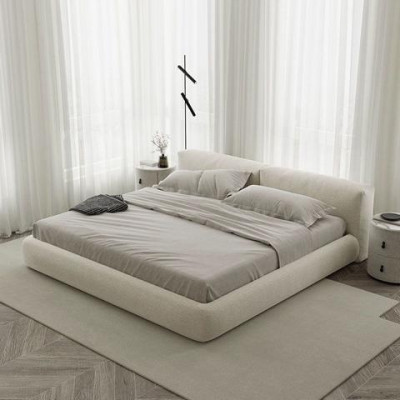 Cama tapizada elegante gris con diseño moderno cama de lujo