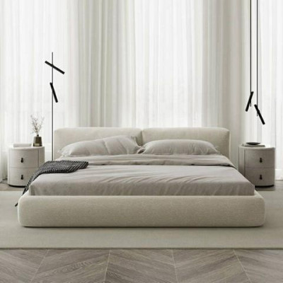 Cama tapizada elegante gris con diseño moderno cama de lujo