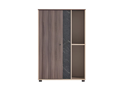 Moderna lámpara de oficina beige-marrón con efecto de madera y piedra, abierta, con espacio