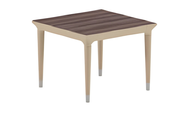 Moderno sofá mesa beige y marrón con efecto madera y patas elegantes