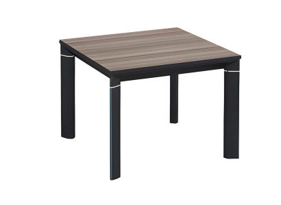 Moderno mesa de café cuadrada de madera negra con estructura de metal