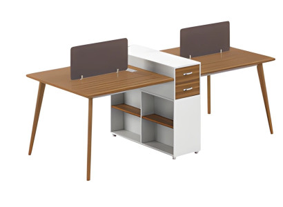 Mesa moderna con estante de madera y simple divisor para oficina