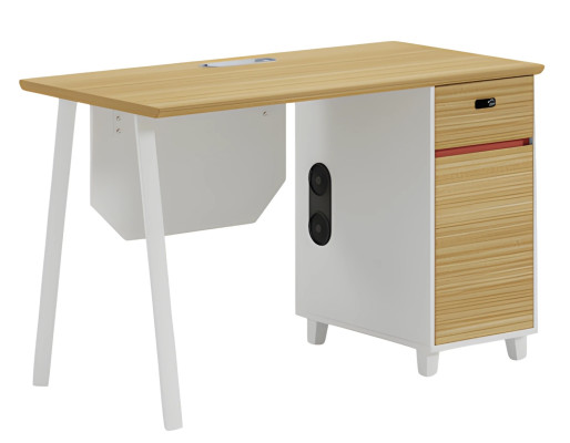 Mesa de madera con espacio de almacenamiento y patas blancas Diseño moderno para oficina