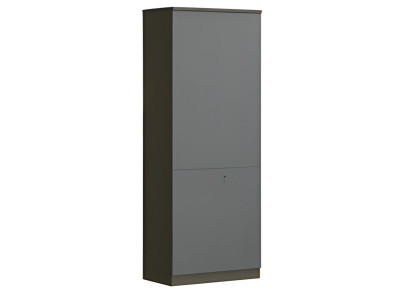 Moderno armario de oficina gris con puertas con cerradura