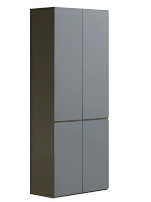 Moderno armario de oficina gris sin manijas, construcción simple