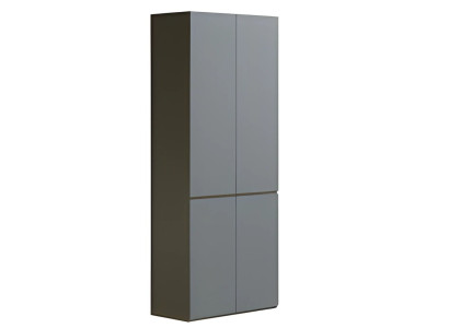 Moderno armario de oficina gris sin manijas, construcción simple