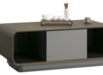 Moderno café de diseño negro y gris con espacio de almacenamiento