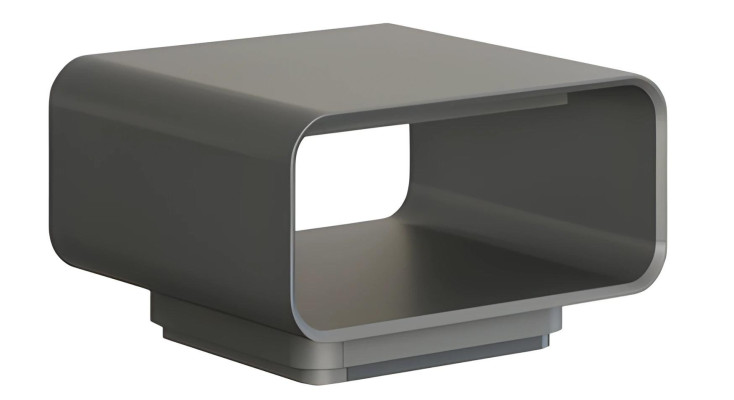 Moderna mesa de café de diseño gris y negro con estante abierto en estilo minimalista