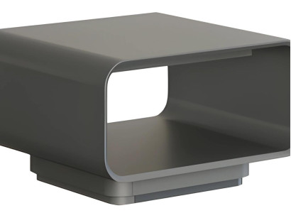 Moderna mesa de café de diseño gris y negro con estante abierto en estilo minimalista