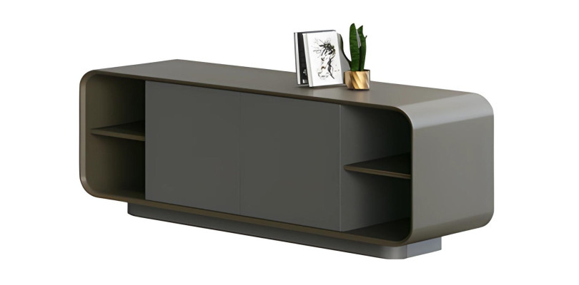 Moderno armario negro gris con espacio de almacenamiento minimalista