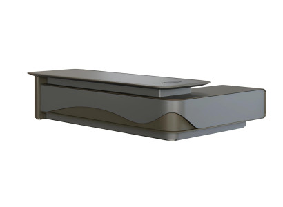 Escritorio moderno en diseño negro y gris con efecto de ola