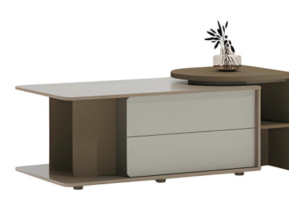 Moderno sofá mesa beige y marrón con tablero y cajones para la sala Moderno sofá mesa beige y marrón con tablero y cajones para la sala