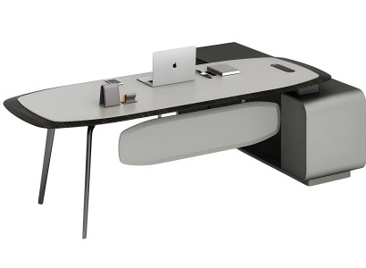 Mesa moderna de color negro y gris con diseño elegante y espacio de almacenamiento