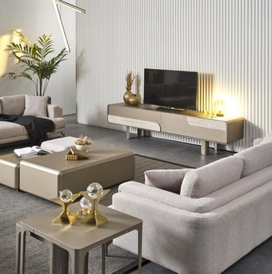 Mueble de televisión moderno en madera beige