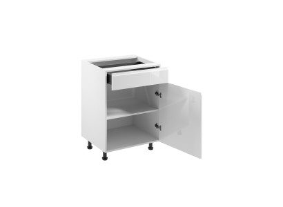 Cocina móvil con cajón y estantes brillantes