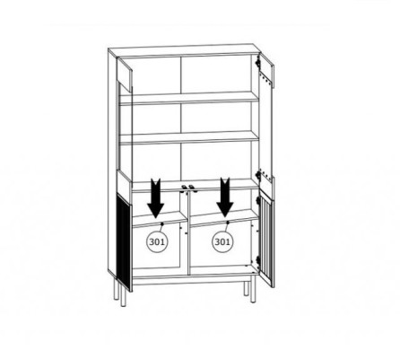 Vitrina de madera con puertas de vidrio