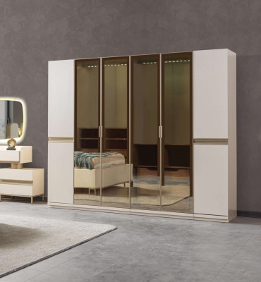 Moderno armario de esquina de vidrio mate con gran diseño