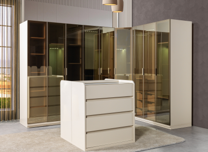 Armario de esquina moderno modular con óvalo para dormitorio