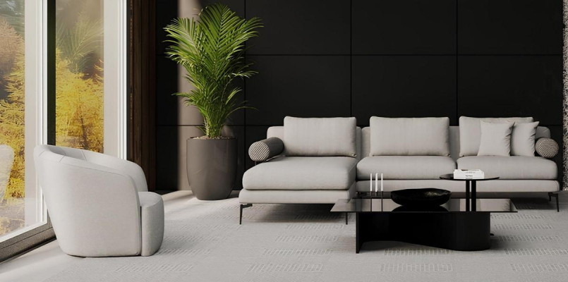 Sofá esquinero con sillón para una sala de estar cómoda