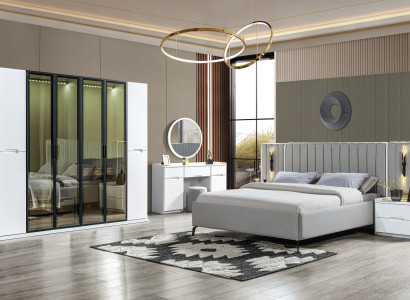 Conjunto de dormitorio completo de 4 piezas cama armario mesitas de noche madera 6 piezas