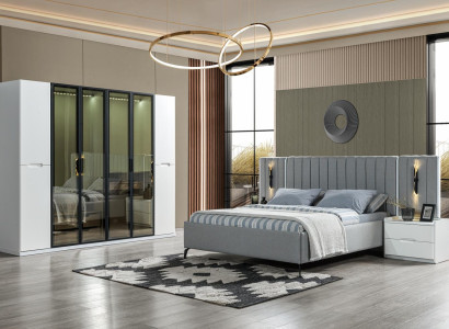 Conjunto de dormitorio completo de 4 piezas cama armario mesitas de noche madera