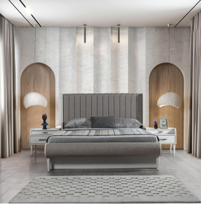 Conjunto de muebles elegante de 3 piezas con cama + 2 mesitas de noche