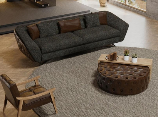 Conjunto de sofá moderno, sillón y mesa