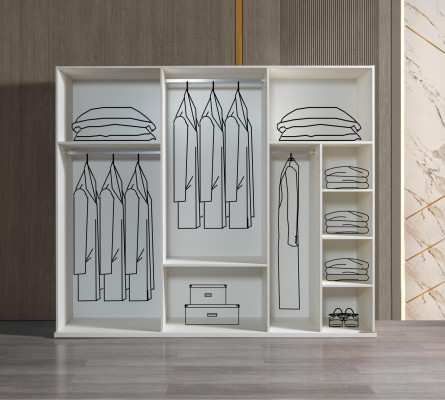 Moderno armario blanco de 254 cm mueble de almacenamiento