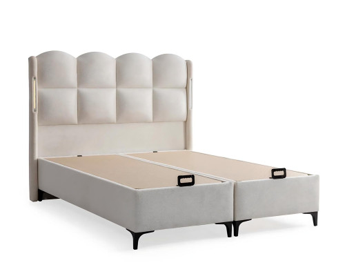 Cama blanca elegante con colchón de diseño moderno
