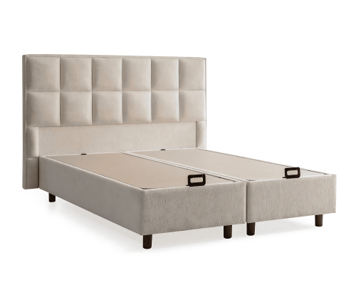 Cama elegante con colchón de textil en beige