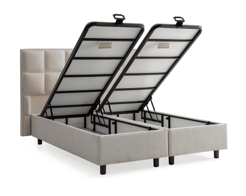 Cama elegante con colchón de textil en beige